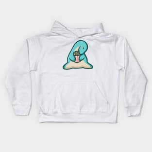 Long neck dino eating popcorn, Dinosaur, Dino Kids Hoodie